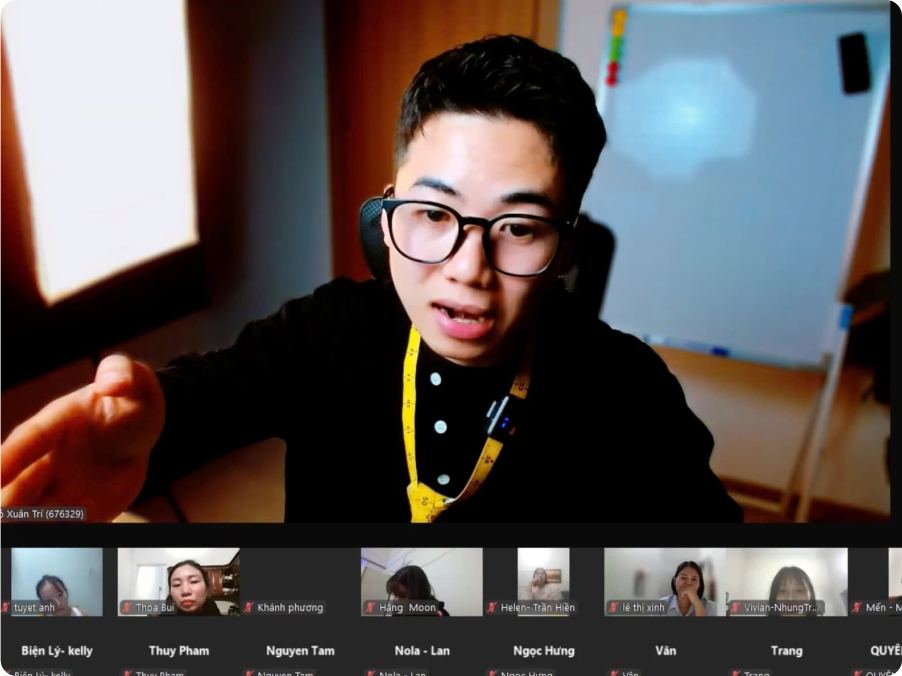 Zoom nội bộ định kỳ chia sẻ kiến thức, phương pháp học tiếng Anh chuyên ngành may